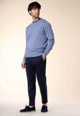 Maglia Uomo Girocollo Maniche Lunghe Bordi a Coste|Colore:Carta da zucchero