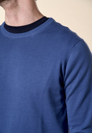 Maglia Uomo Girocollo Maniche Lunghe Bordi a Coste|Colore:Blu capri