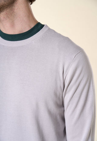 Maglia Uomo Girocollo Maniche Lunghe Bordi a Coste|Colore:Ashgray