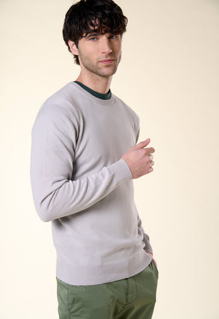 Maglia Uomo Girocollo Maniche Lunghe Bordi a Coste|Colore:Ashgray