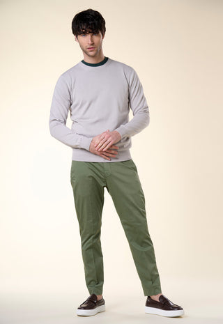 Maglia Uomo Girocollo Maniche Lunghe Bordi a Coste|Colore:Ashgray