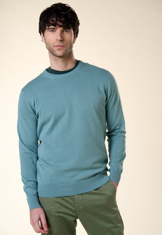 Maglia Girocollo in 100% Cotone|Colore:Acquamarina