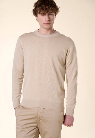 Maglia Girocollo in 100% Cotone|Colore:Beige