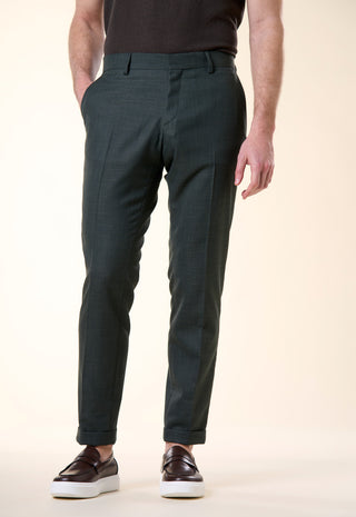 Pantalone Slim-Fit in Tessuto Strutturato|Colore:Verde