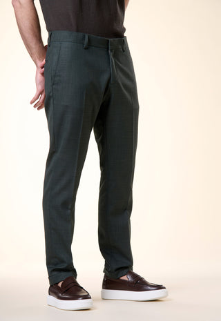 Pantalone Slim-Fit in Tessuto Strutturato|Colore:Verde