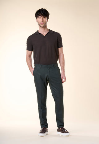Pantalone Slim-Fit in Tessuto Strutturato|Colore:Verde