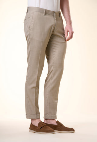 Pantalone Slim-Fit in Tessuto Strutturato|Colore:Beige