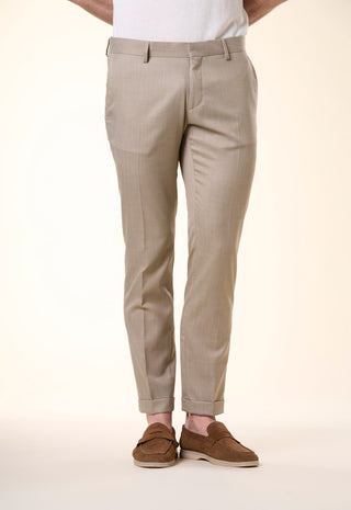 Pantalone Slim-Fit in Tessuto Strutturato|Colore:Beige