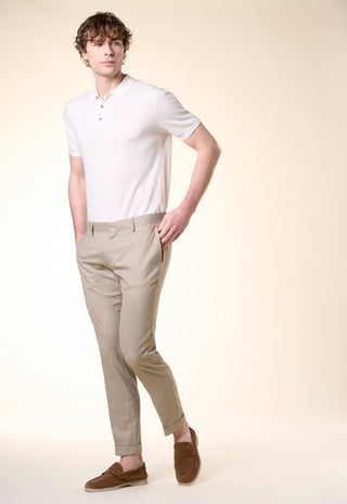 Pantalone Slim-Fit in Tessuto Strutturato|Colore:Beige