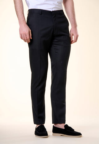 Pantalone Slim-Fit in Tessuto Strutturato|Colore:Nero
