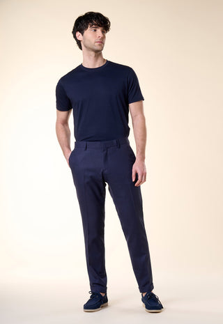 Pantalone Slim-Fit in Tessuto Strutturato|Colore:Blu navy