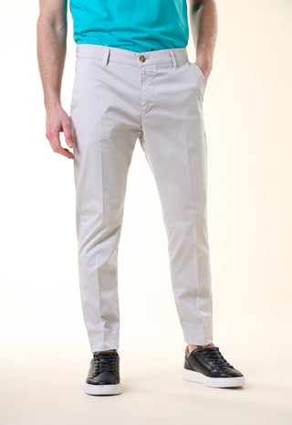 Pantalone Chino Slim-Fit in Cotone Stretch|Colore:Perla