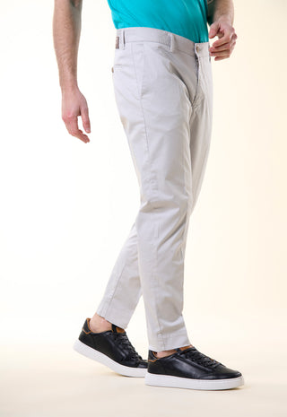Pantalone Chino Slim-Fit in Cotone Stretch|Colore:Perla
