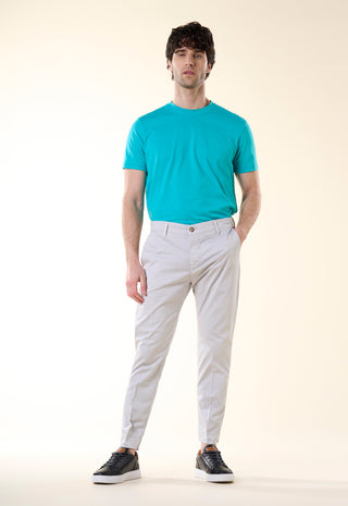 Pantalone Chino Slim-Fit in Cotone Stretch|Colore:Perla