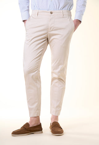 Pantalone Chino Slim-Fit in Cotone Stretch|Colore:Beige