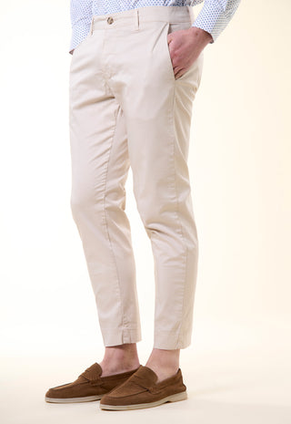 Pantalone Chino Slim-Fit in Cotone Stretch|Colore:Beige