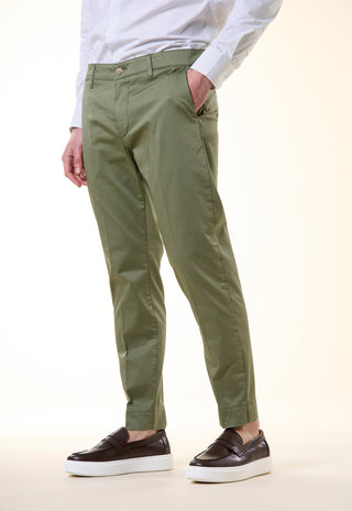 Pantalone Chino Slim-Fit in Cotone Stretch|Colore:Salvia