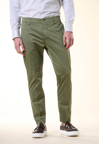 Pantalone Chino Slim-Fit in Cotone Stretch|Colore:Salvia