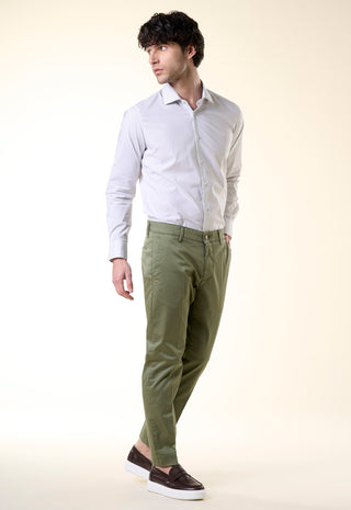 Pantalone Chino Slim-Fit in Cotone Stretch|Colore:Salvia
