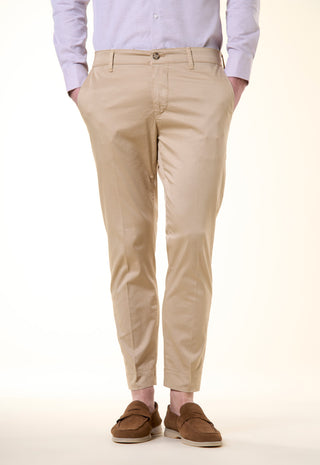 Pantalone Chino Slim-Fit in Cotone Stretch|Colore:Sabbia