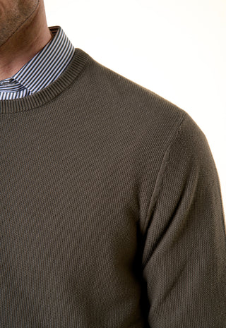 Maglia Girocollo in Texture Micro-Punto|Colore:Sottobosco