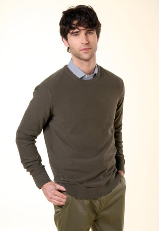 Maglia Girocollo in Texture Micro-Punto|Colore:Sottobosco
