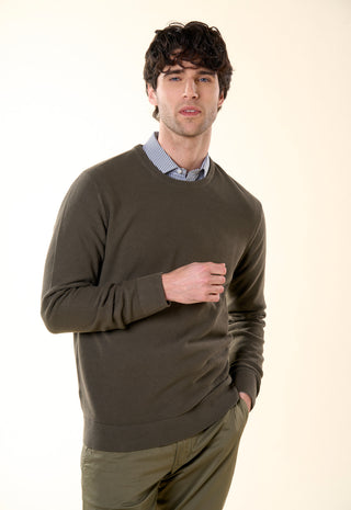 Maglia Girocollo in Texture Micro-Punto|Colore:Sottobosco