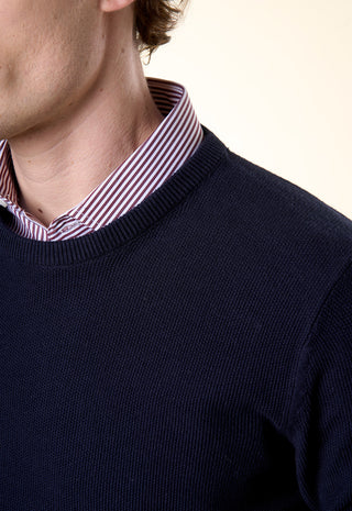 Maglia Girocollo in Texture Micro-Punto|Colore:Navy