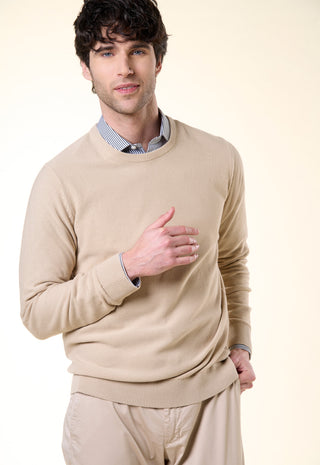 Maglia Girocollo in Texture Micro-Punto|Colore:Beige