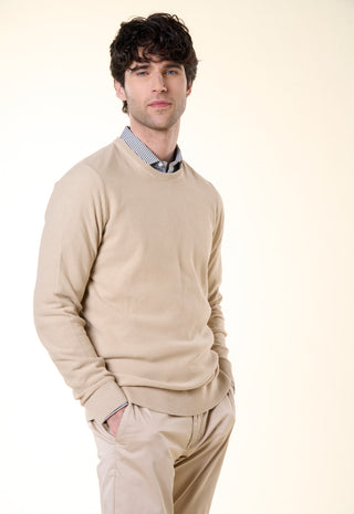Maglia Girocollo in Texture Micro-Punto|Colore:Beige