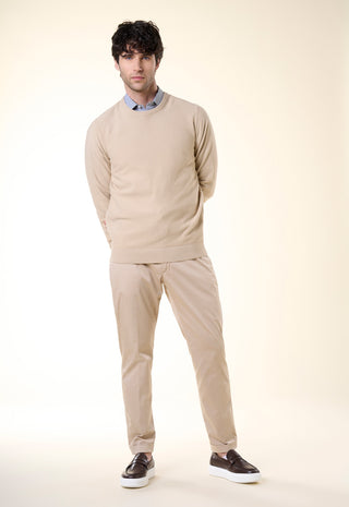 Maglia Girocollo in Texture Micro-Punto|Colore:Beige