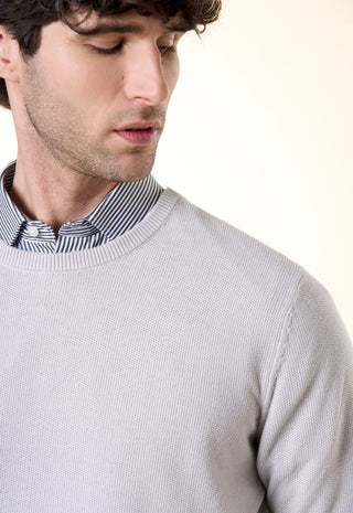 Maglia Girocollo in Texture Micro-Punto|Colore:Ashgray