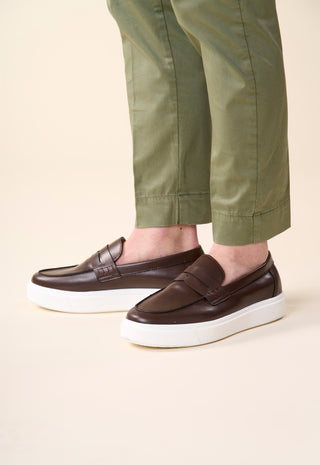 Mocassino Penny Hybrid in Pelle|Colore:Coffee