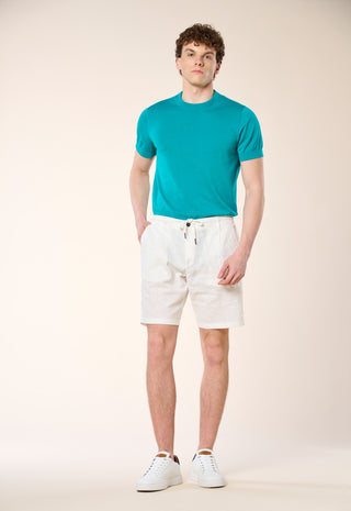 Bermuda Chino Coulisse Misto Lino|Colore:Bianco