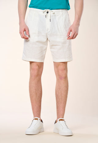 Bermuda Chino Coulisse Misto Lino|Colore:Bianco