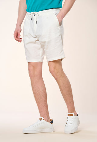 Bermuda Chino Coulisse Misto Lino|Colore:Bianco