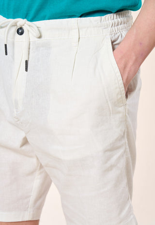 Bermuda Chino Coulisse Misto Lino|Colore:Bianco