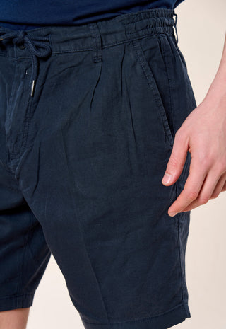 Bermuda Chino Coulisse Misto Lino|Colore:Dark blu
