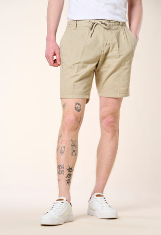 Bermuda Chino Coulisse Misto Lino|Colore:Toupe