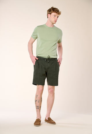 Bermuda Chino Coulisse Misto Lino|Colore:Verde