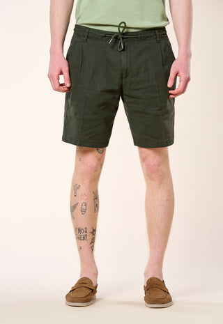 Bermuda Chino Coulisse Misto Lino|Colore:Verde