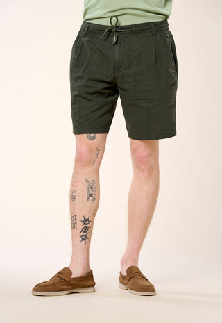 Bermuda Chino Coulisse Misto Lino|Colore:Verde
