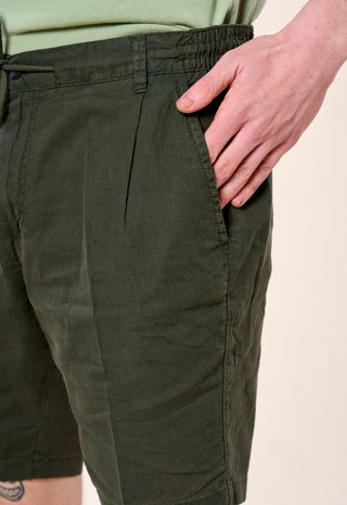 Bermuda Chino Coulisse Misto Lino|Colore:Verde
