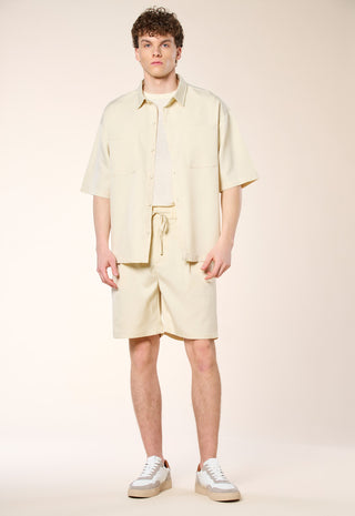 Camicia Overshirt Manica Corta|Colore:Crema