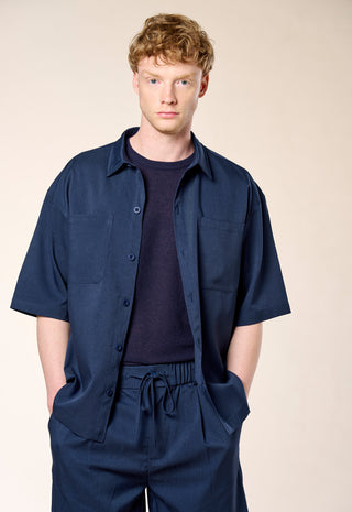 Camicia Overshirt Manica Corta|Colore:Blu