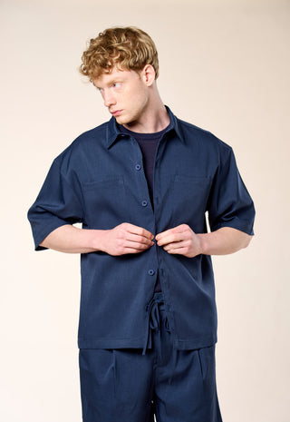 Camicia Overshirt Manica Corta|Colore:Blu