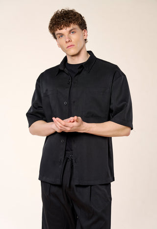 Camicia Overshirt Manica Corta|Colore:Black