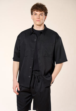 Camicia Overshirt Manica Corta|Colore:Black