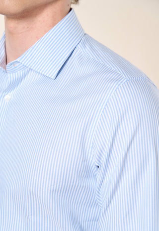 Camicia Oxford Slim fit a Micro-Righe|Colore:Celeste 1