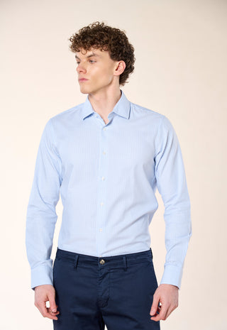 Camicia Oxford Slim fit a Micro-Righe|Colore:Celeste 1
